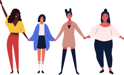Women holding hands supporting eachother